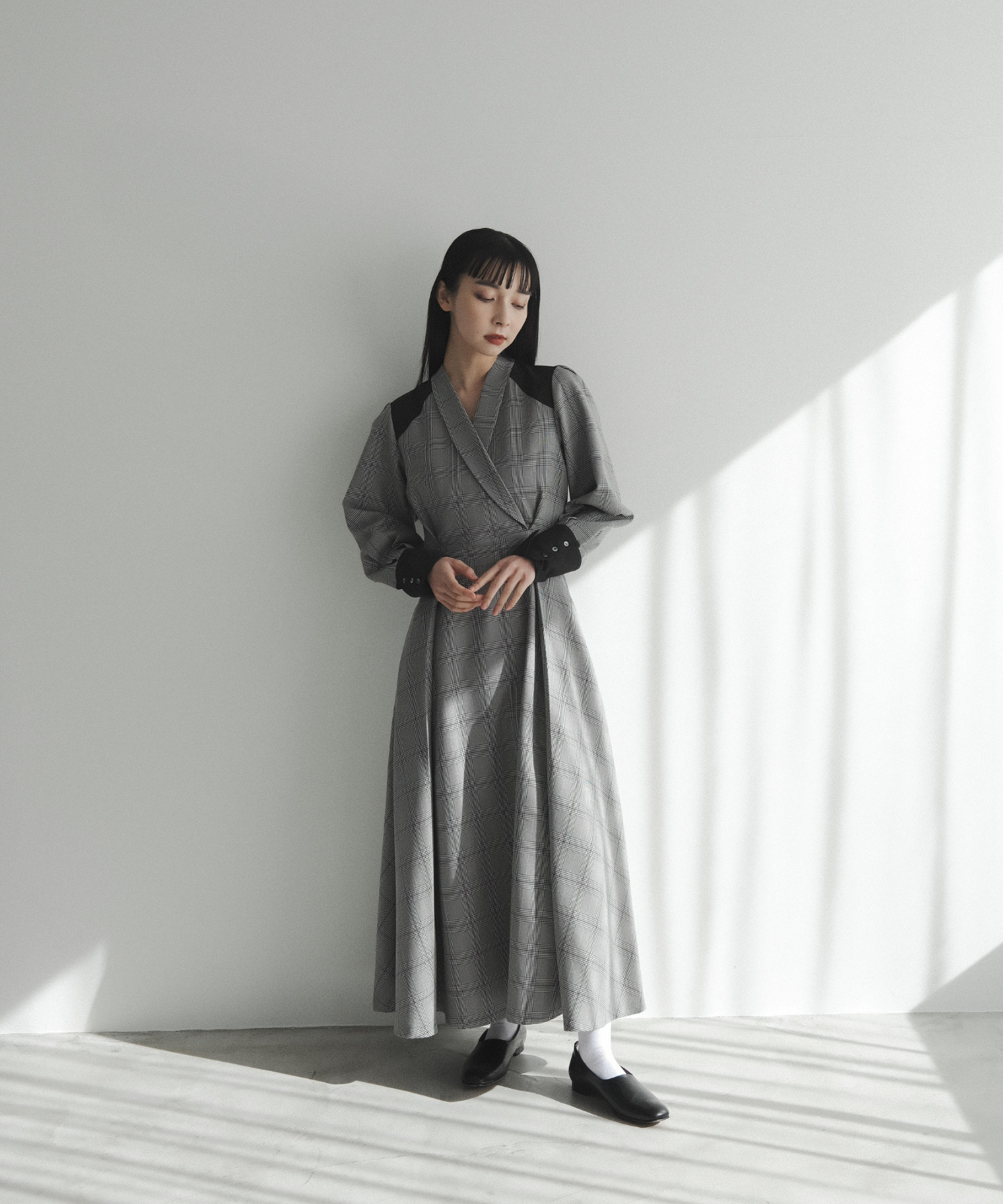 ≪在庫販売≫shawl collar classical check onepiece（ショールカラークラシカルチェックワンピース）≪2024年5月7日15:00販売開始≫