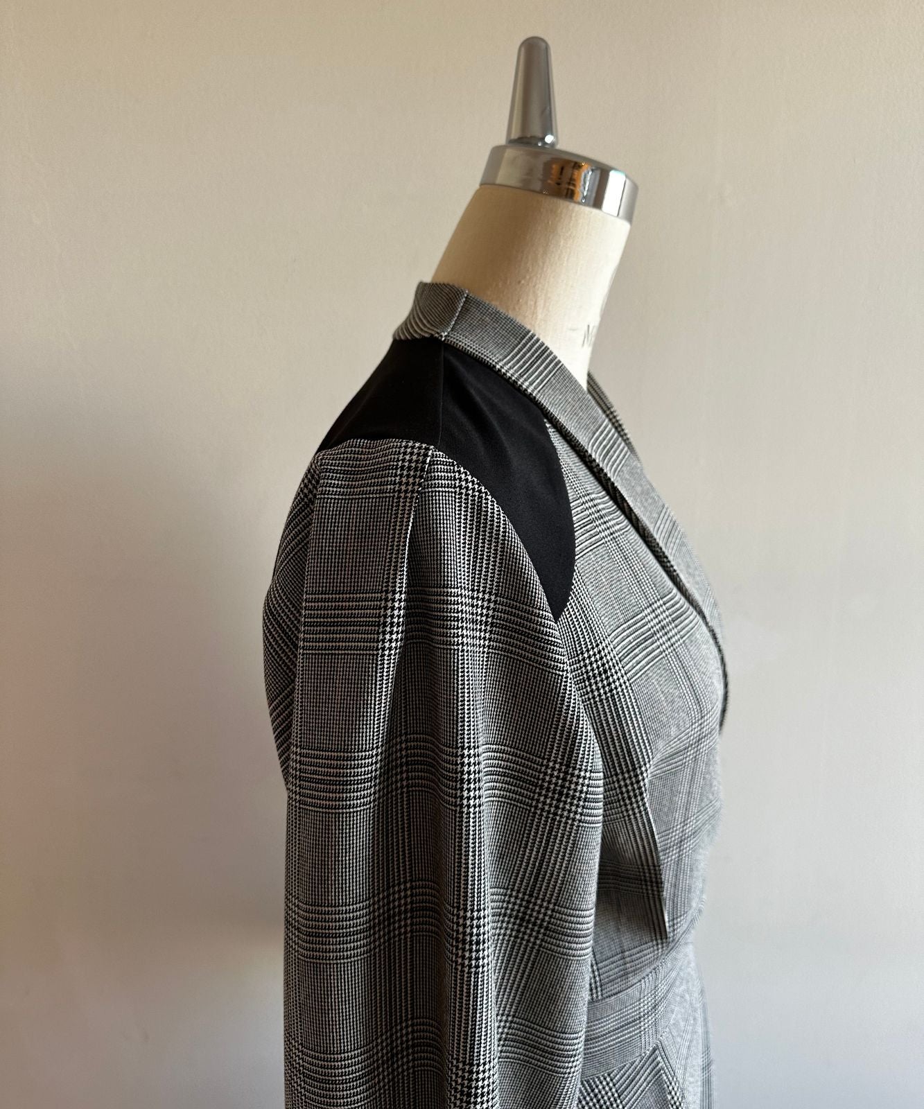 ≪予約販売≫shawl collar classical check onepiece（ショールカラー