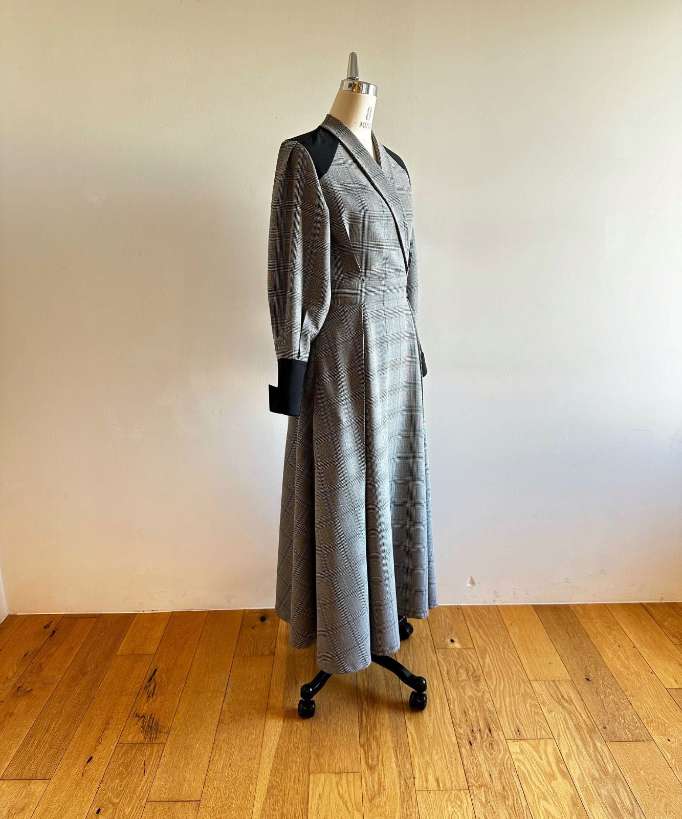 ≪予約販売≫shawl collar classical check onepiece（ショールカラー