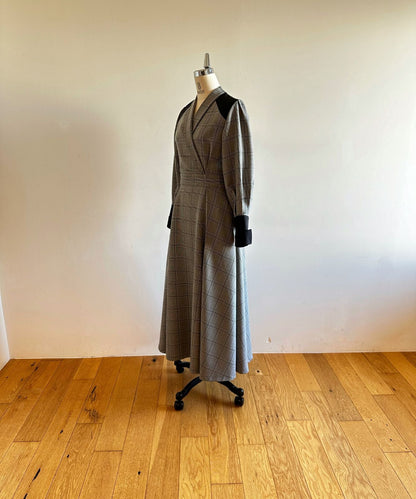 ≪通常販売≫shawl collar classical check onepiece（ショールカラークラシカルチェックワンピース）