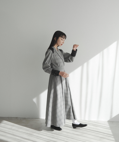 ≪在庫販売≫shawl collar classical check onepiece（ショールカラークラシカルチェックワンピース）≪2024年5月7日15:00販売開始≫