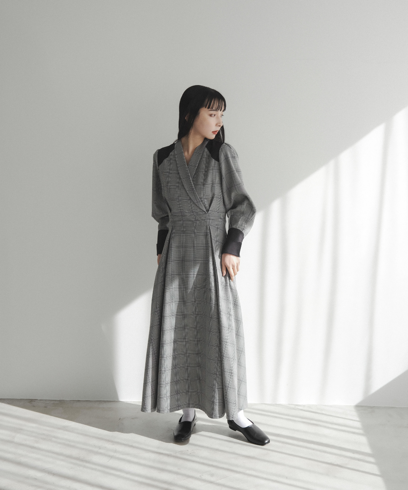 ≪在庫販売≫shawl collar classical check onepiece（ショールカラークラシカルチェックワンピース）≪2024年5月7日15:00販売開始≫