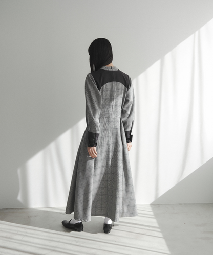 ≪通常販売≫shawl collar classical check onepiece（ショールカラークラシカルチェックワンピース）