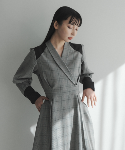 ≪在庫販売≫shawl collar classical check onepiece（ショールカラークラシカルチェックワンピース）≪2024年5月7日15:00販売開始≫