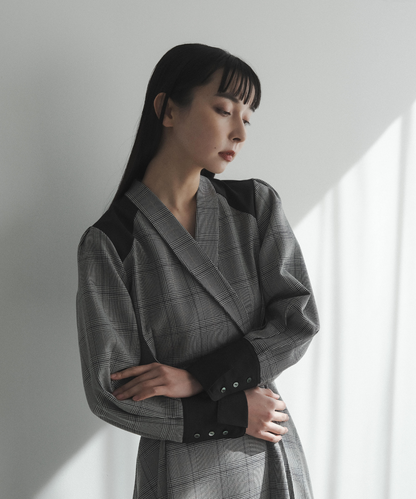 ≪在庫販売≫shawl collar classical check onepiece（ショールカラークラシカルチェックワンピース）≪2024年5月7日15:00販売開始≫