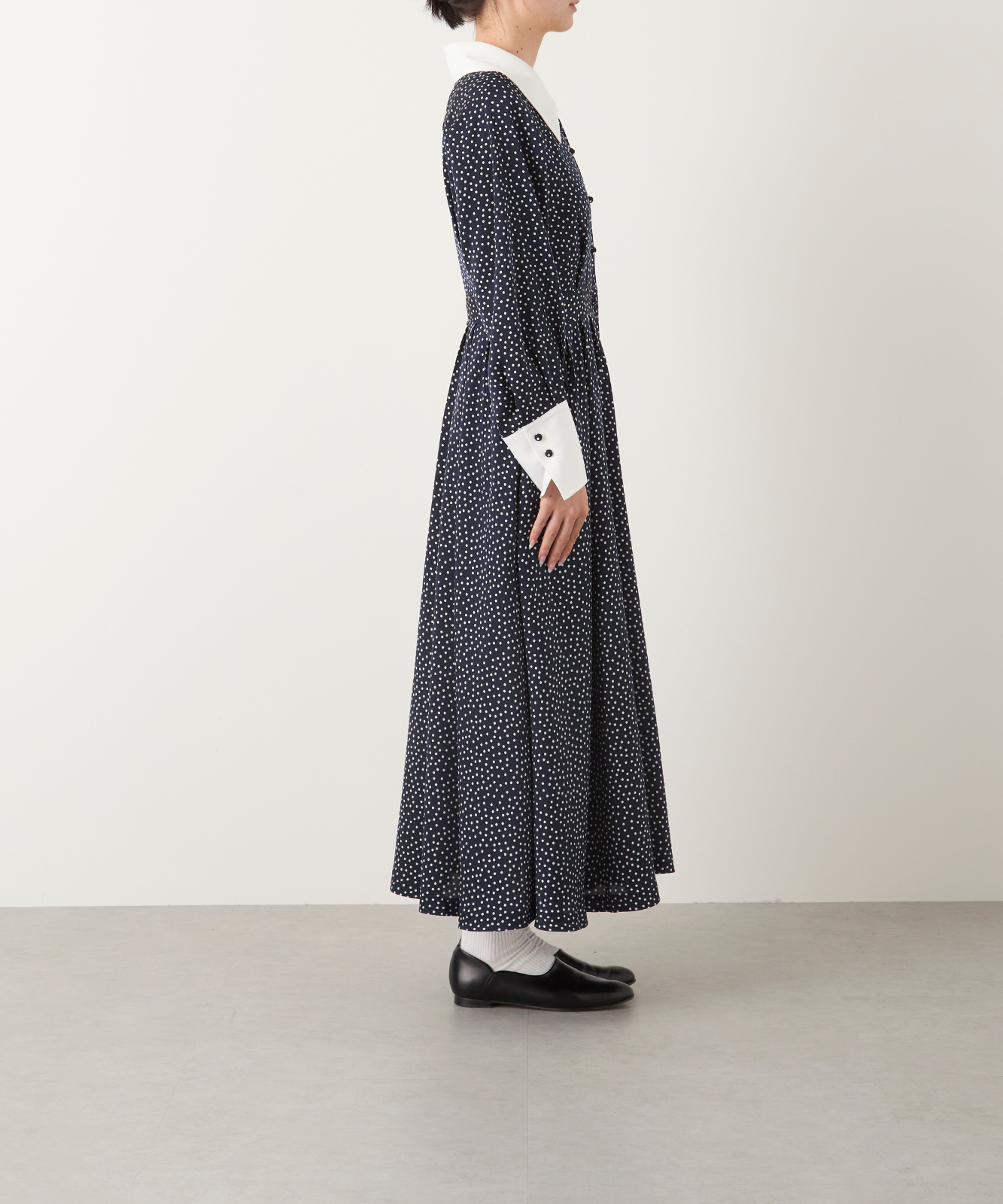 OBLI バイカラードットワンピース ≪通常販売≫bicolor classical dot onepiece(バイカラー
