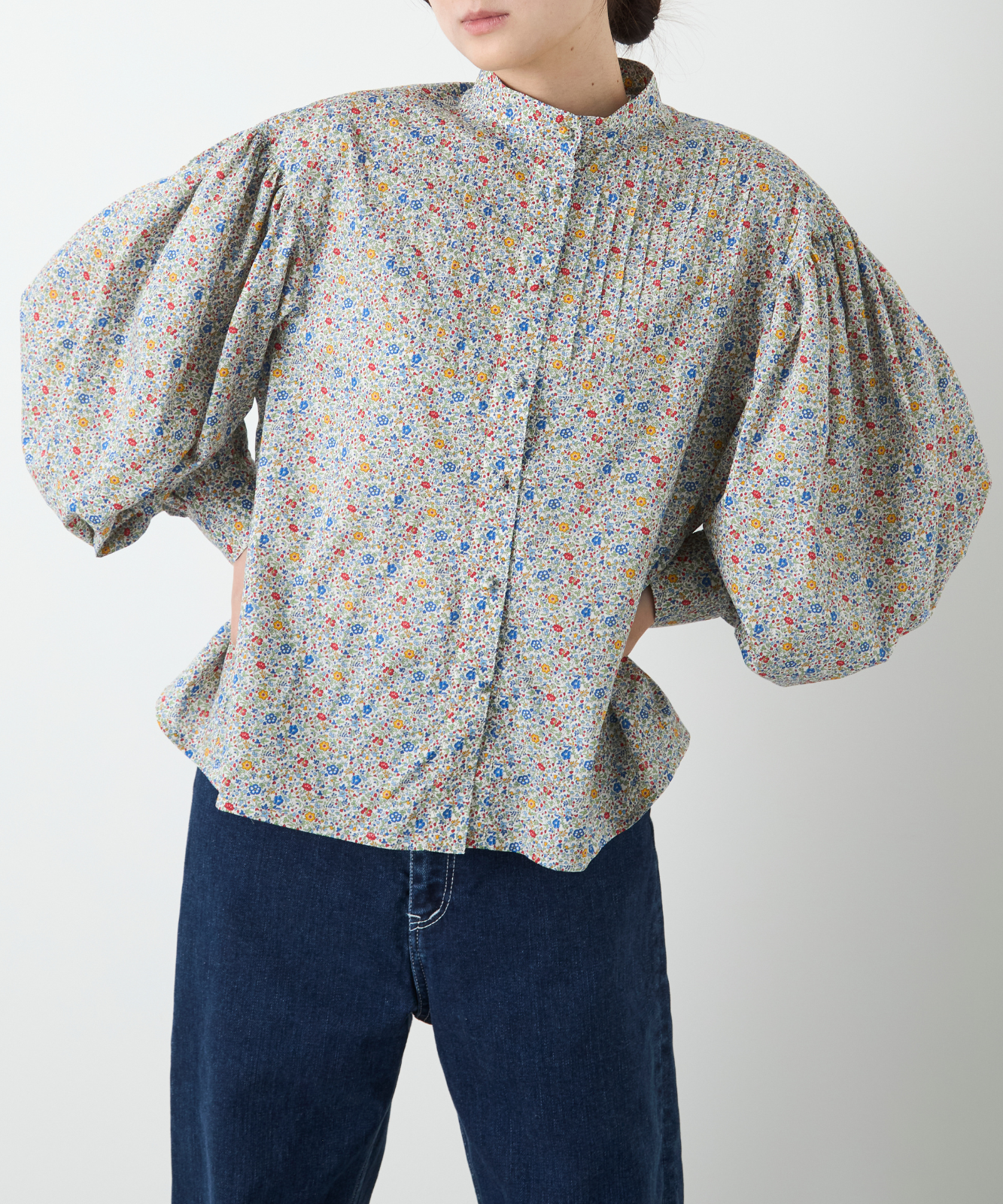 ≪通常販売≫liberty print pin tuck blouse（リバティプリントピンタックブラウス）