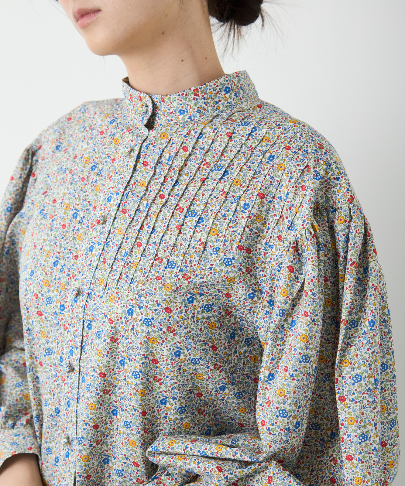 ≪通常販売≫liberty print pin tuck blouse（リバティプリントピンタックブラウス）