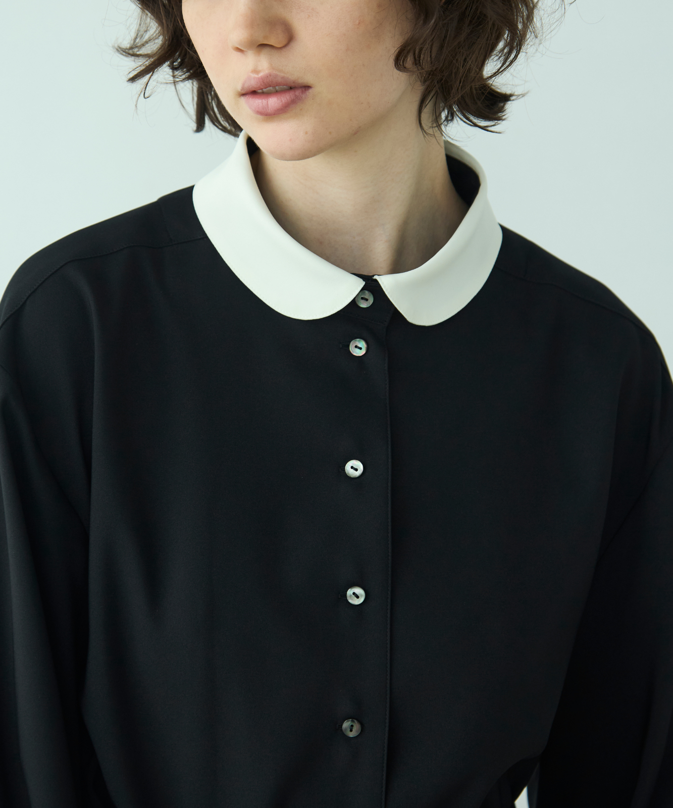 ≪通常販売≫round bicolor toro blouse(ラウンドバイカラートロ ≪通常販売≫round bicolor toro blouse(ラウンドバイカラートロ