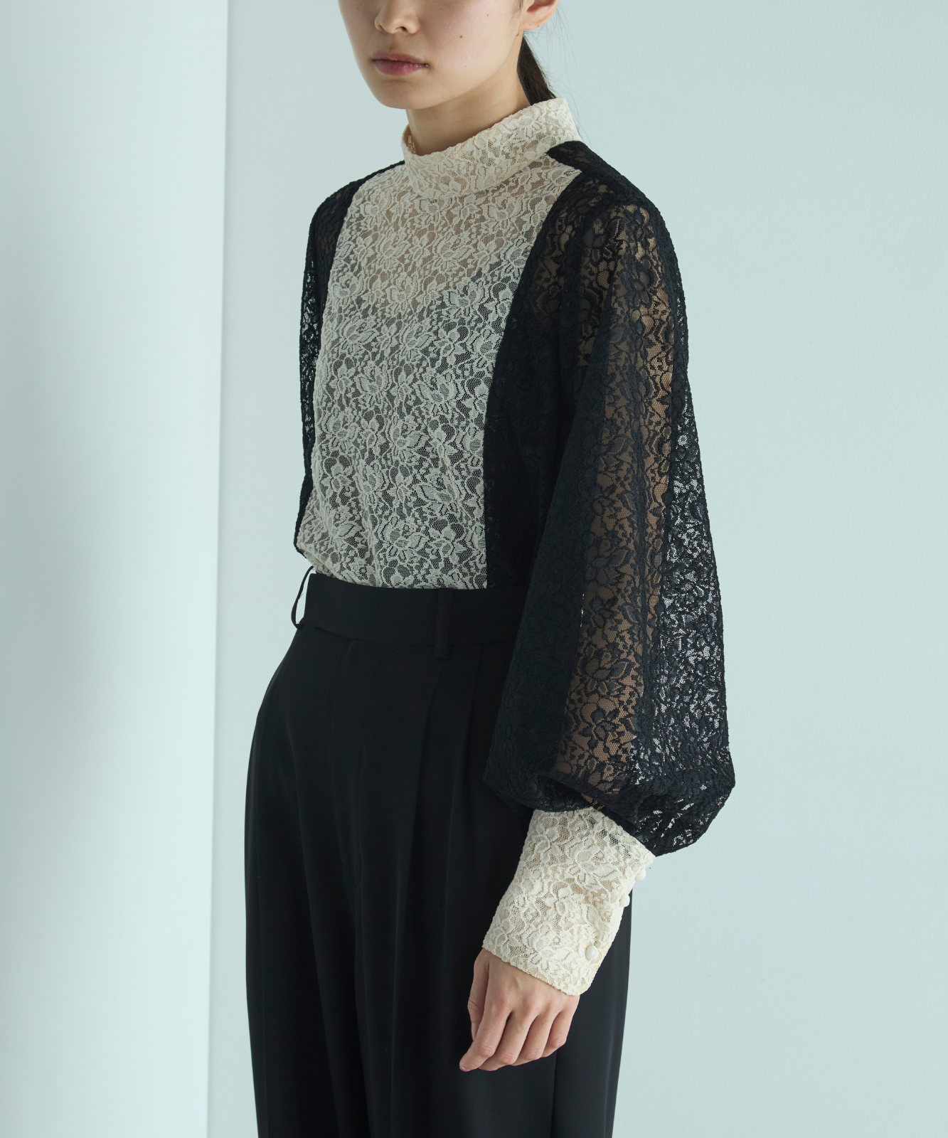 ≪通常販売≫bicolor lace blouse(バイカラーレースブラウス ≪通常販売≫bicolor lace blouse(バイカラーレースブラウス