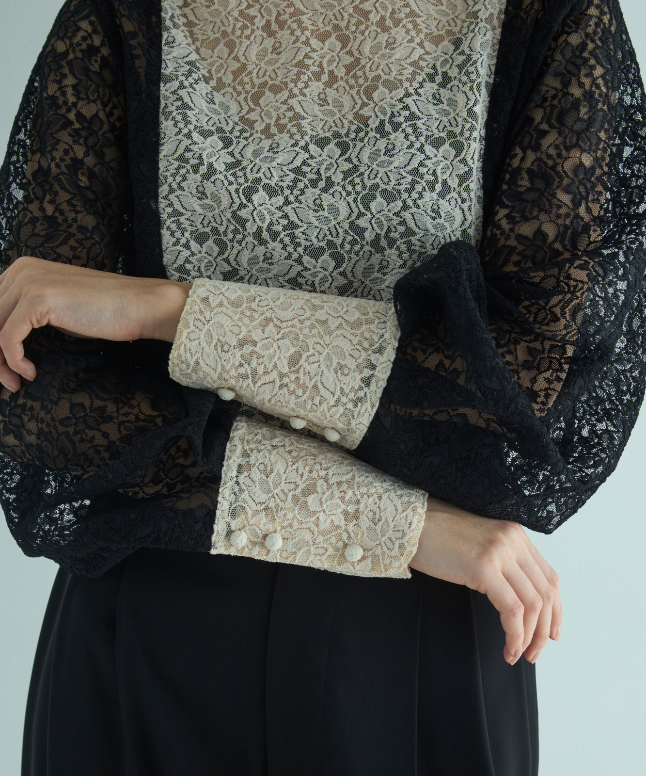≪通常販売≫bicolor lace blouse(バイカラーレースブラウス) – THE ≪通常販売≫bicolor lace blouse(バイカラーレースブラウス) – THE