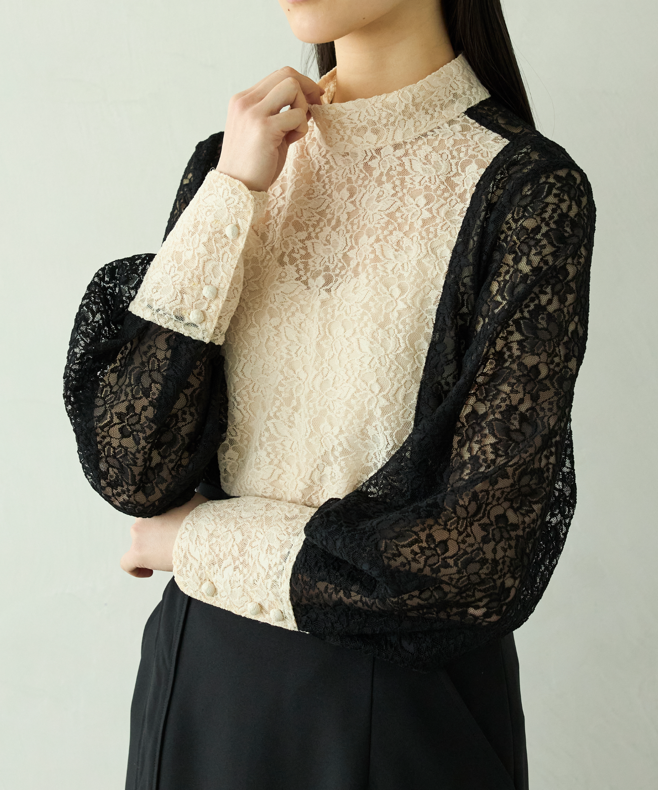 ≪通常販売≫bicolor lace blouse（バイカラーレースブラウス）≪2026年01月26日12:00販売開始≫
