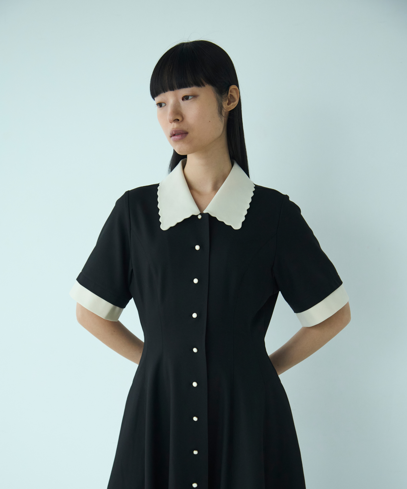 ≪web展示会≫【THE DRESS #64】 scallop bicolor one piece（スカラップバイカラーワンピース）≪2025年2月3日12:00販売開始≫≪2025年8月発送予定≫