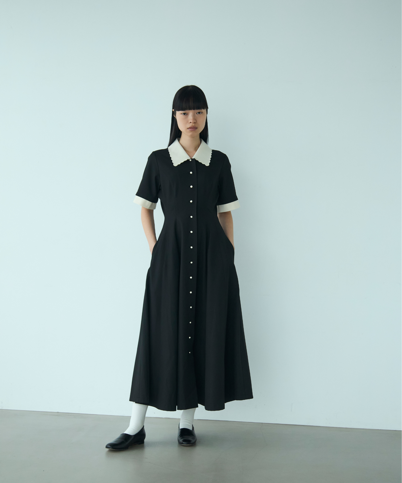 ≪通常販売≫【THE DRESS #64】 scallop bicolor one piece ≪通常販売≫【THE DRESS #64】 scallop bicolor one piece