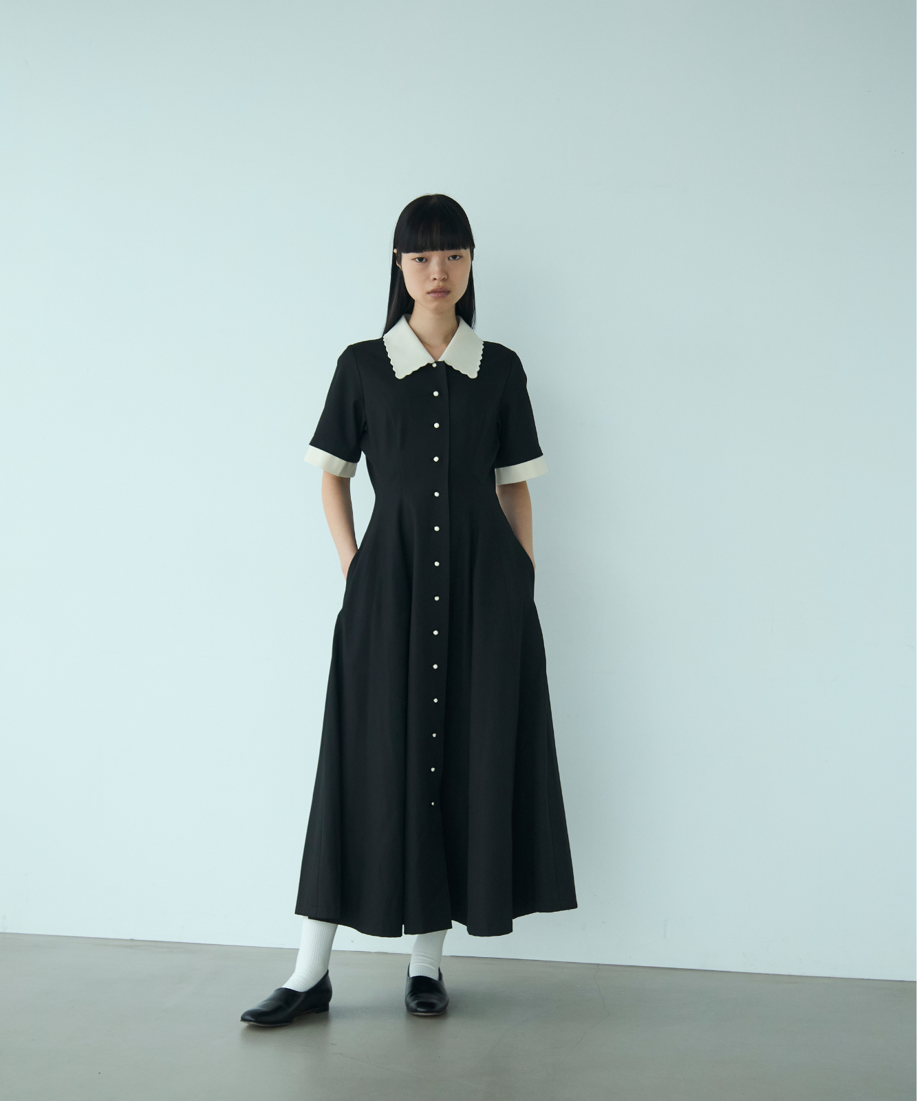 ≪web展示会≫【THE DRESS #64】 scallop bicolor one piece（スカラップバイカラーワンピース）≪2025年2月3日12:00販売開始≫≪2025年8月発送予定≫