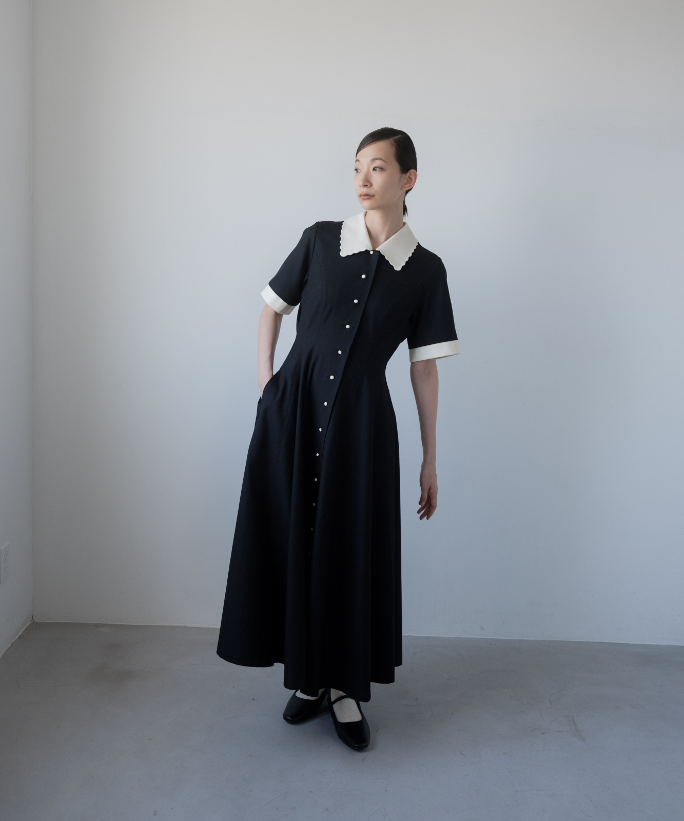 ≪通常販売≫【THE DRESS #64】 scallop bicolor one piece ≪通常販売≫【THE DRESS #64】 scallop bicolor one piece