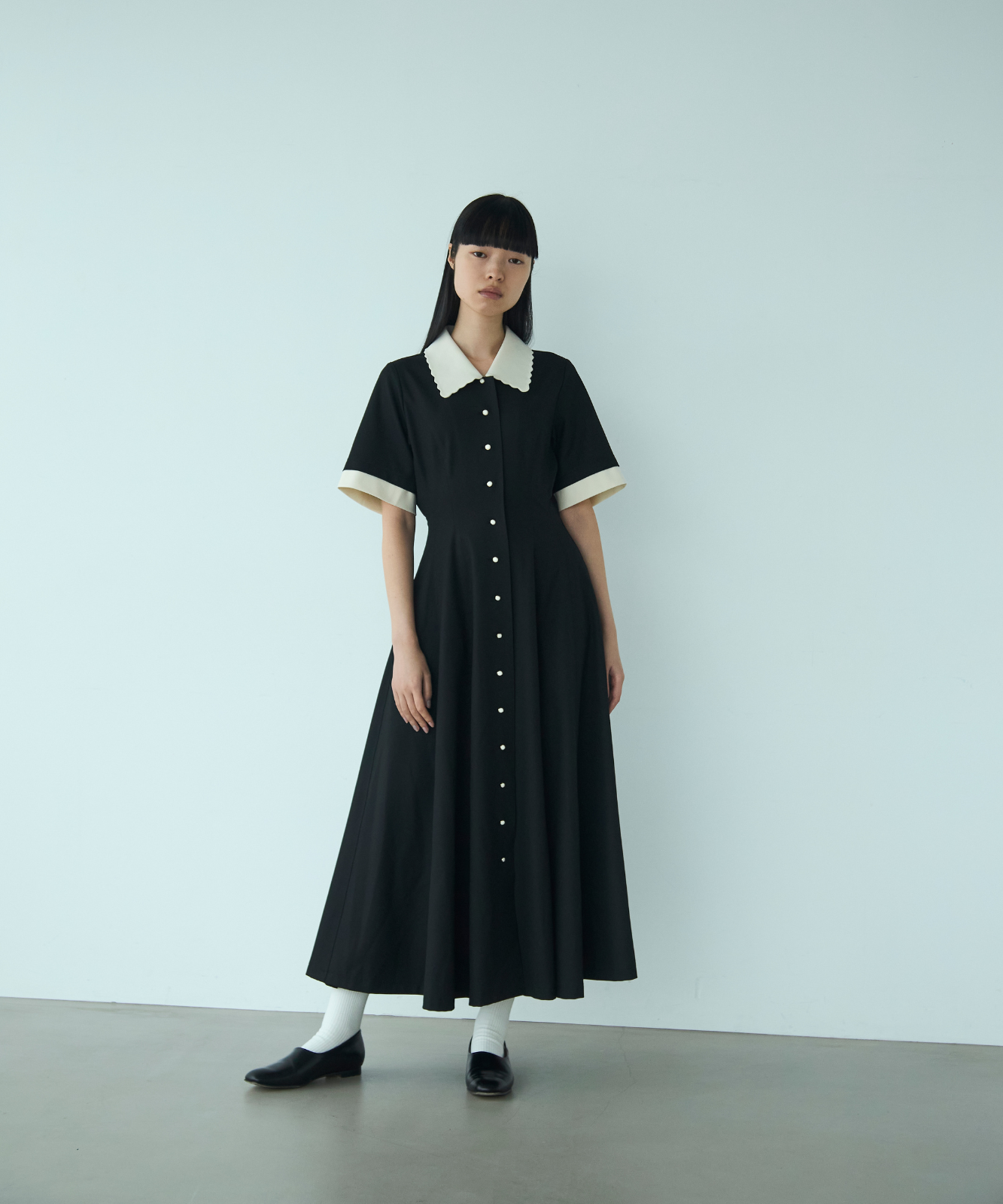 ≪通常販売≫【THE DRESS #64】 scallop bicolor one piece ≪通常販売≫【THE DRESS #64】 scallop bicolor one piece