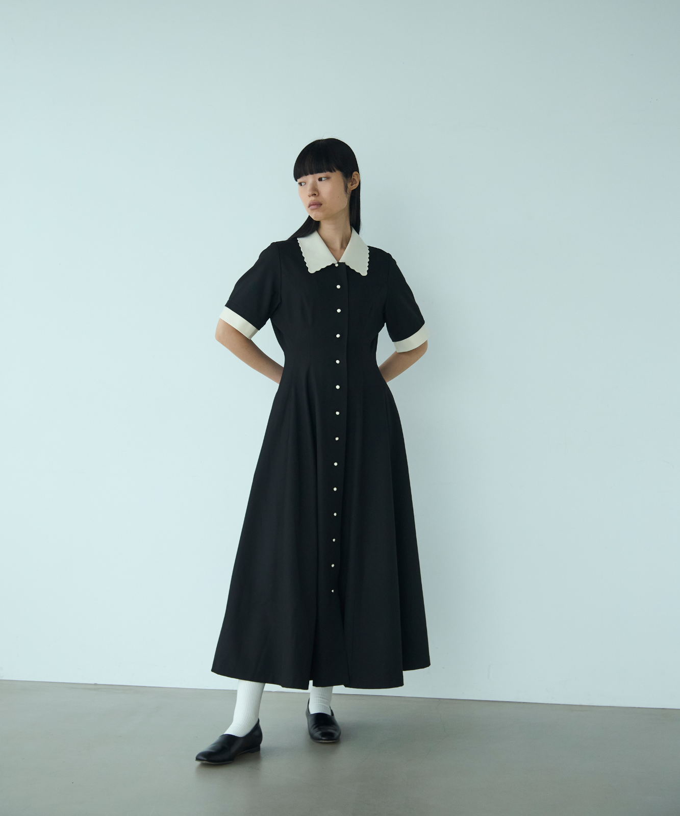 ≪通常販売≫【THE DRESS #64】 scallop bicolor one piece ≪通常販売≫【THE DRESS #64】 scallop bicolor one piece