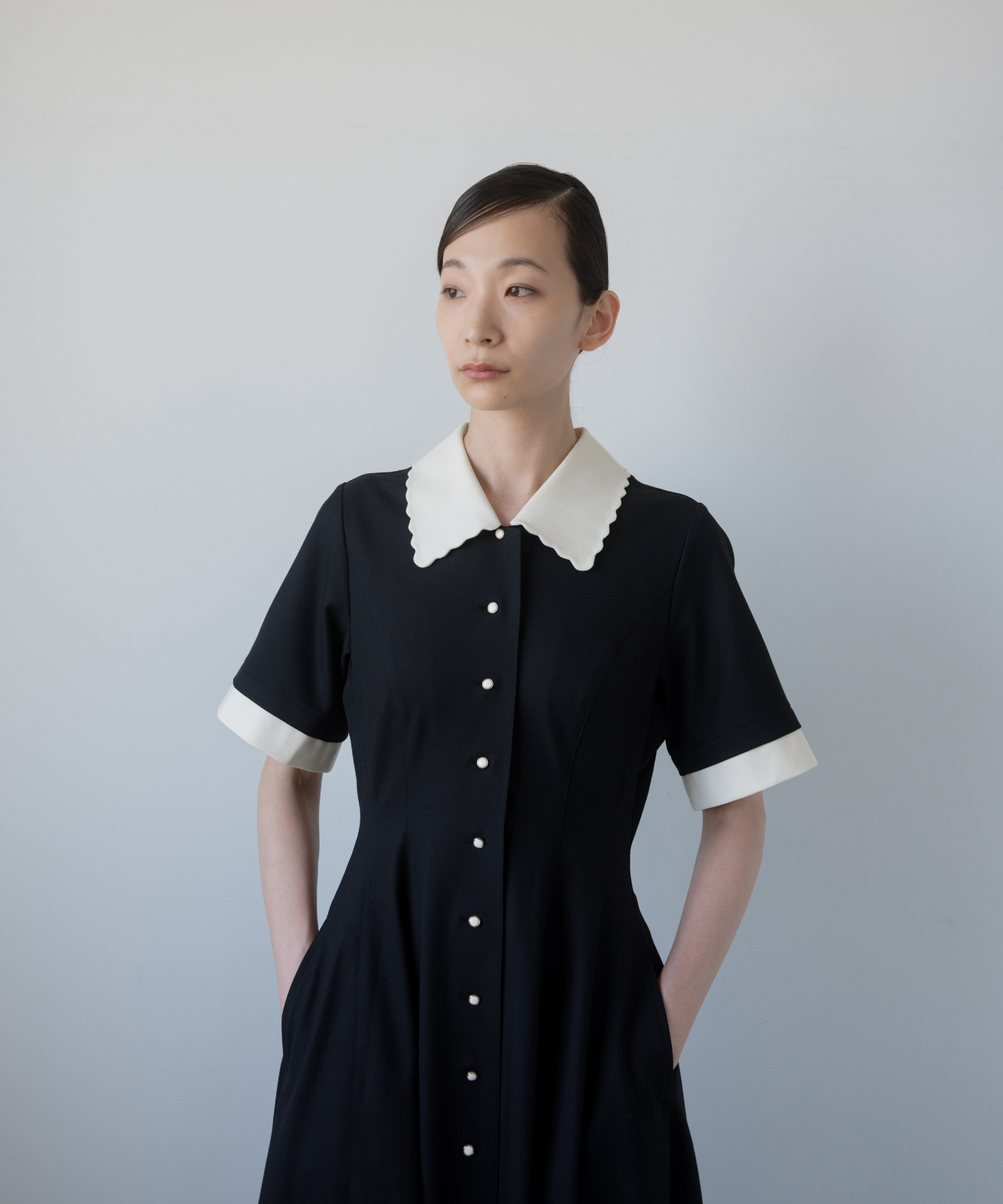 【新品】スカラップカラーワンピース ≪通常販売≫【THE DRESS #64】 scallop bicolor one piece