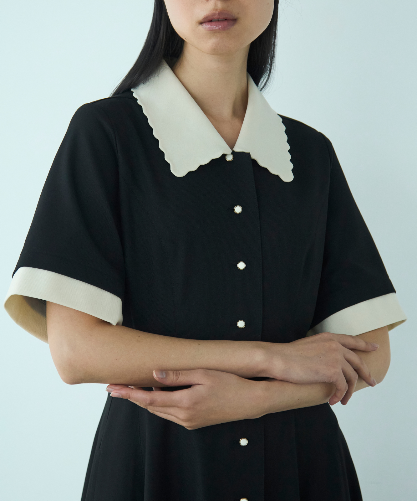 ≪web展示会≫【THE DRESS #64】 scallop bicolor one piece（スカラップバイカラーワンピース）≪2025年2月3日12:00販売開始≫≪2025年8月発送予定≫