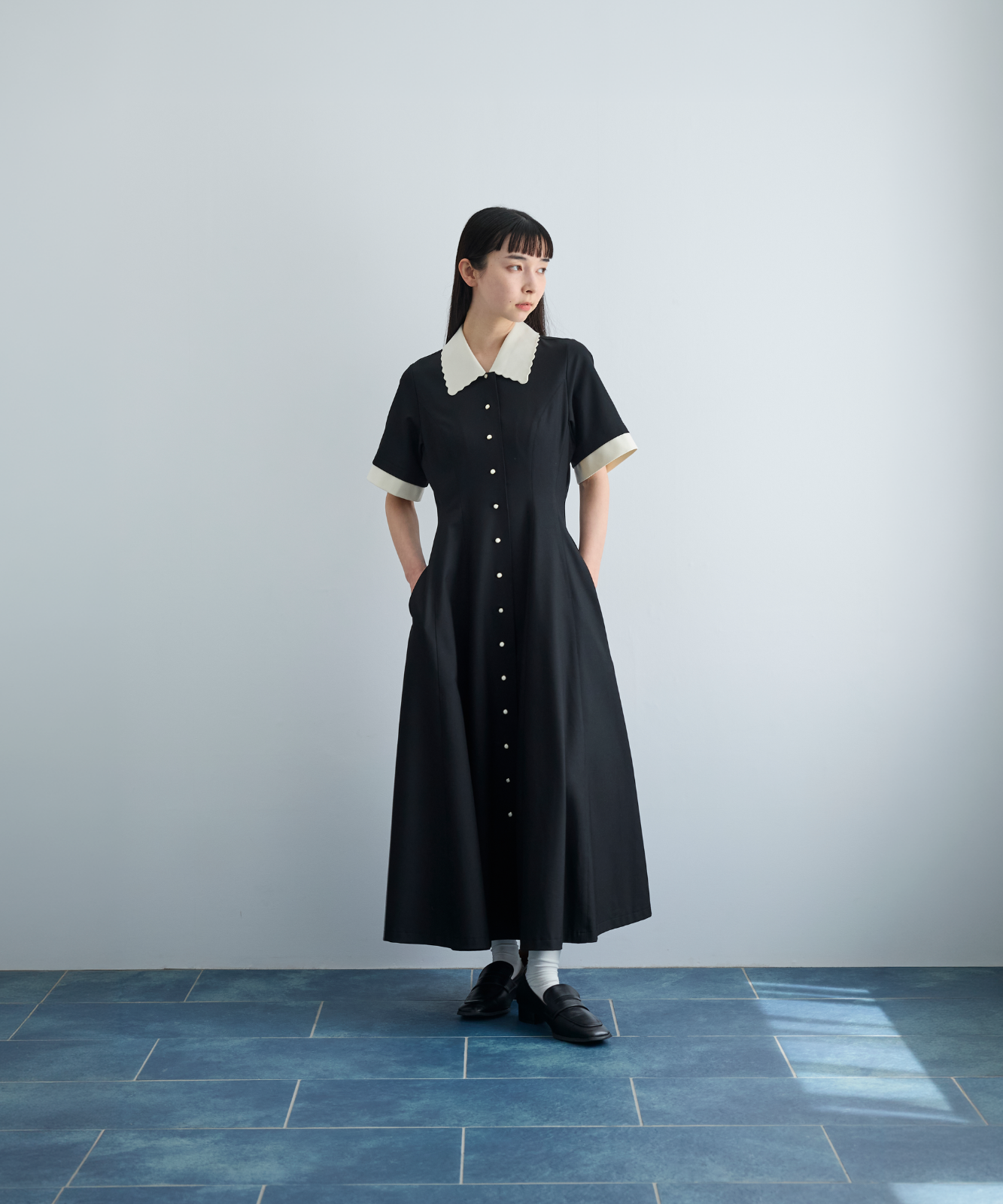 ≪通常販売≫【THE DRESS #64】 scallop bicolor one piece ≪通常販売≫【THE DRESS #64】 scallop bicolor one piece