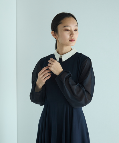 ≪web展示会≫bicolor sheer sleeve onepiece（バイカラーシアースリーブワンピース）≪2025年2月3日12:00販売開始≫≪2025年8月発送予定≫