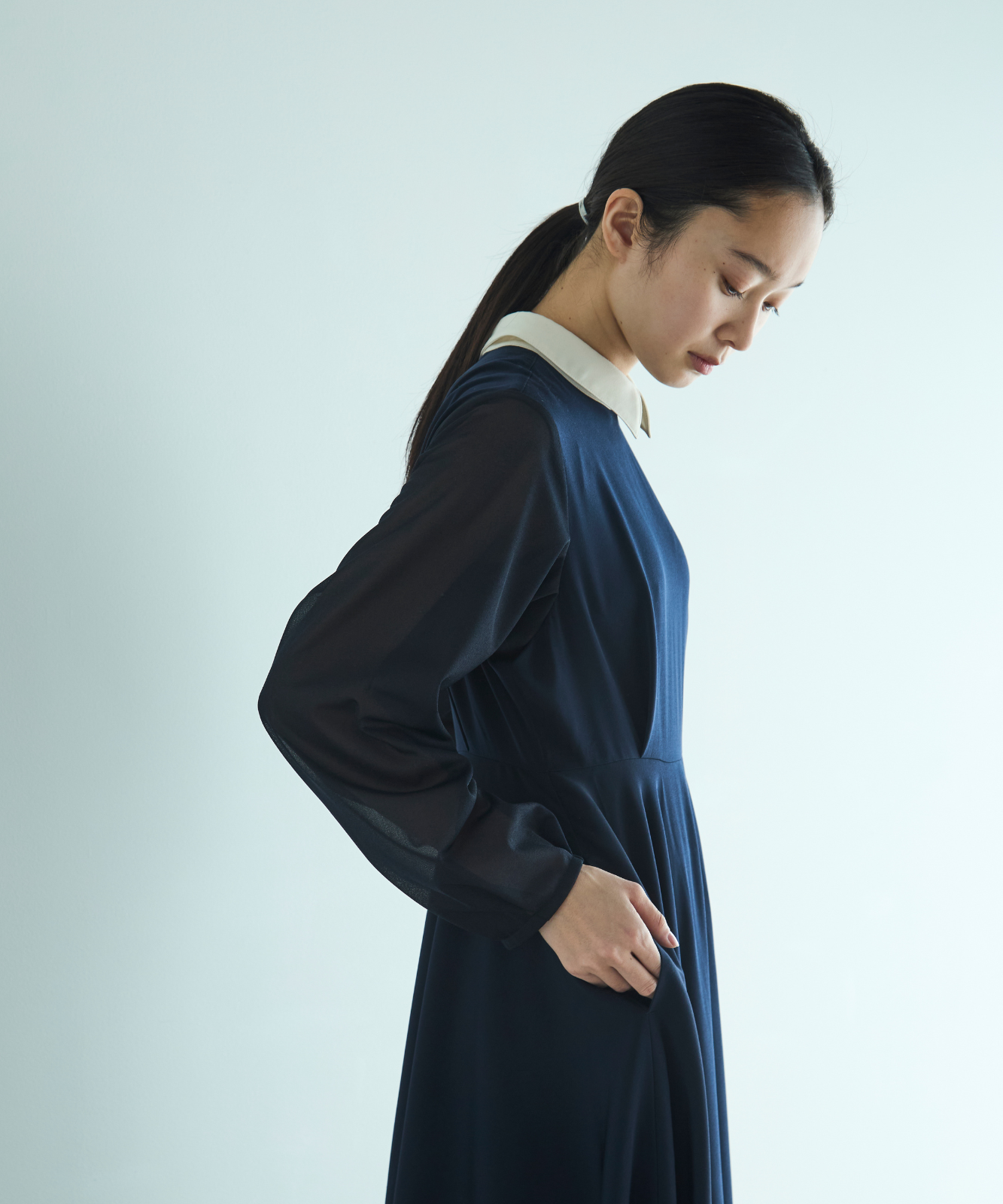 ≪web展示会≫bicolor sheer sleeve onepiece（バイカラーシアースリーブワンピース）≪2025年2月3日12:00販売開始≫≪2025年8月発送予定≫