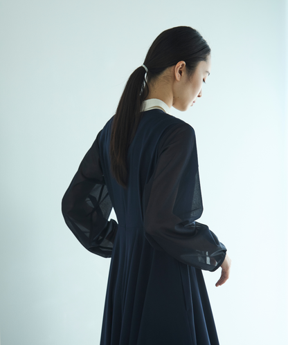 ≪web展示会≫bicolor sheer sleeve onepiece（バイカラーシアースリーブワンピース）≪2025年2月3日12:00販売開始≫≪2025年8月発送予定≫