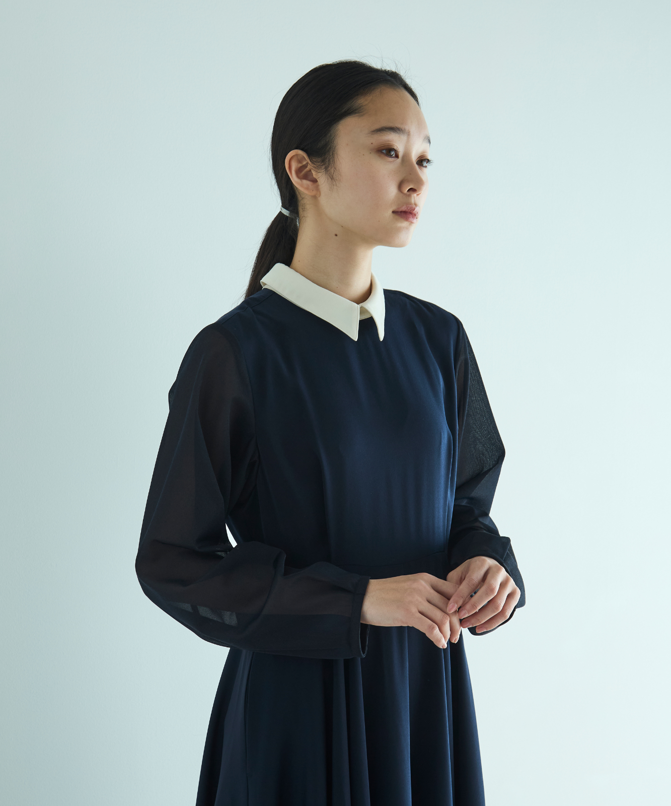 ≪web展示会≫bicolor sheer sleeve onepiece（バイカラーシアースリーブワンピース）≪2025年2月3日12:00販売開始≫≪2025年8月発送予定≫