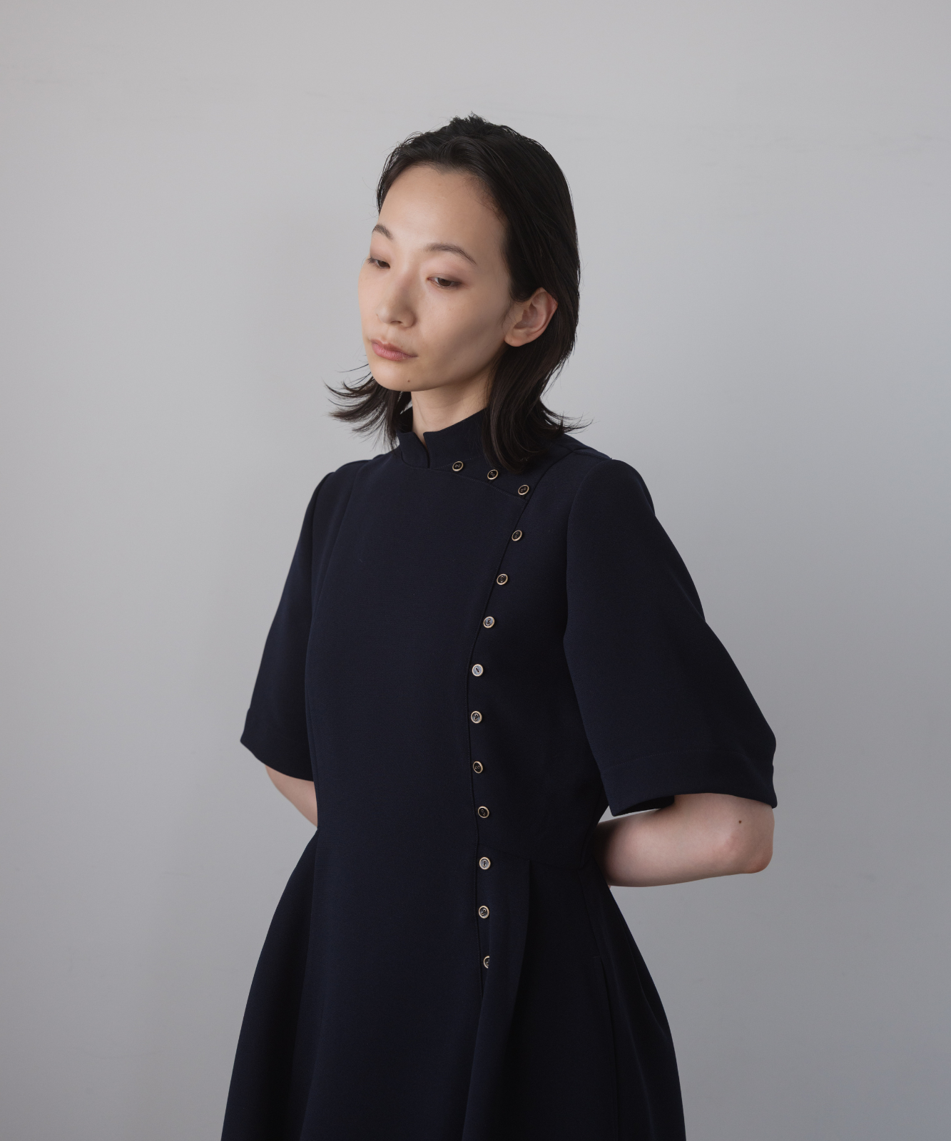 ≪通常販売≫gold button easy flap dress（ゴールドボタン