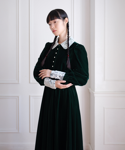 ≪通常販売≫green velvet dress（グリーンベルベットドレス）