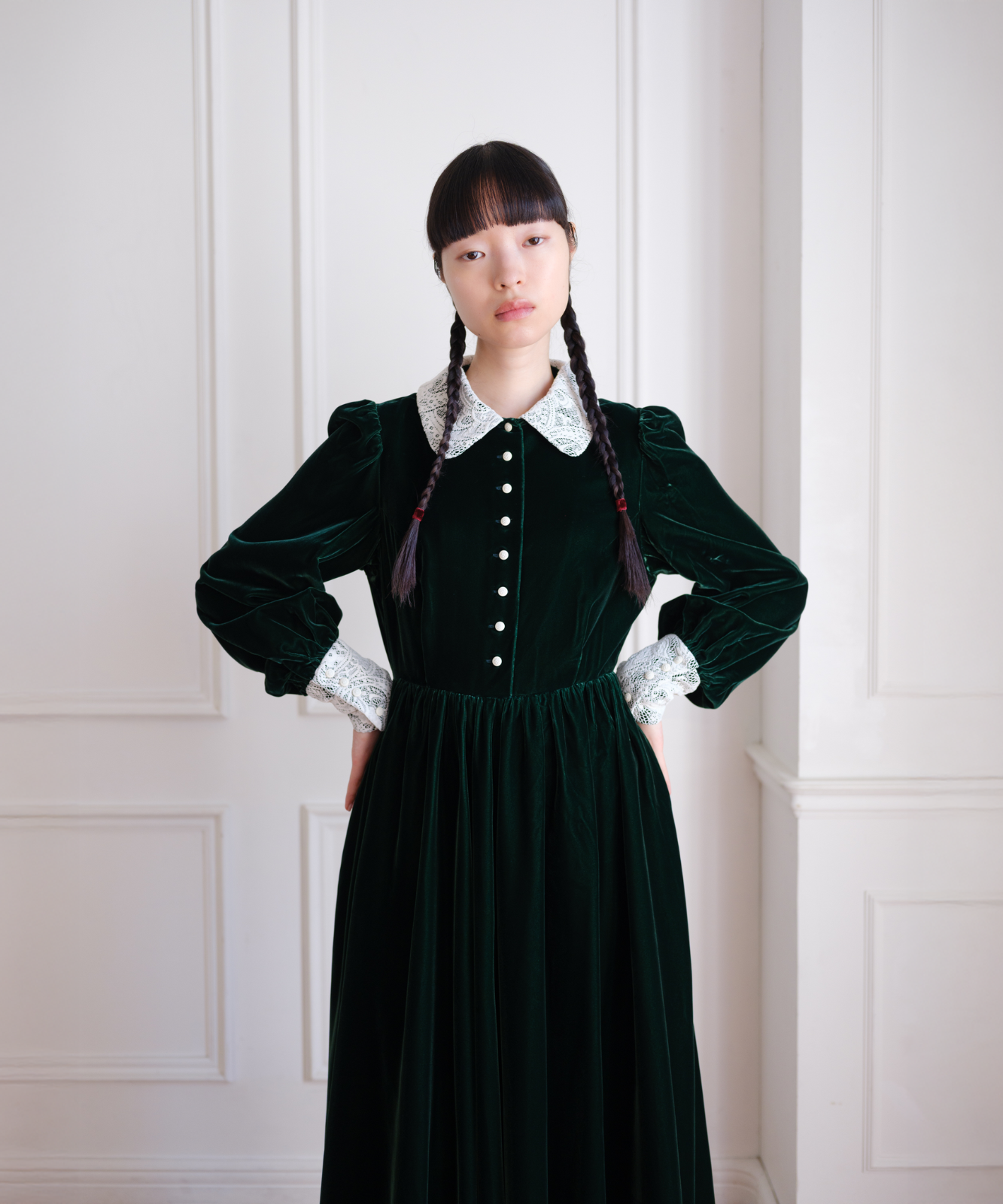 ≪通常販売≫green velvet dress（グリーンベルベットドレス） – THE