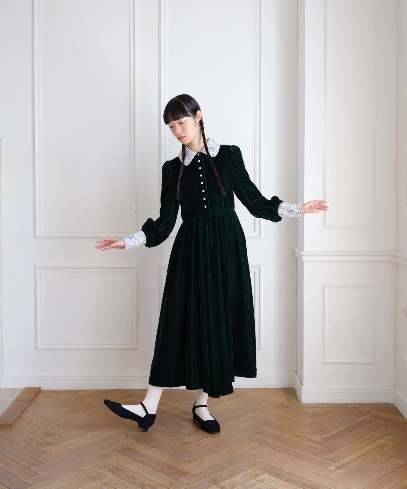 ≪通常販売≫green velvet dress（グリーンベルベットドレス） – THE