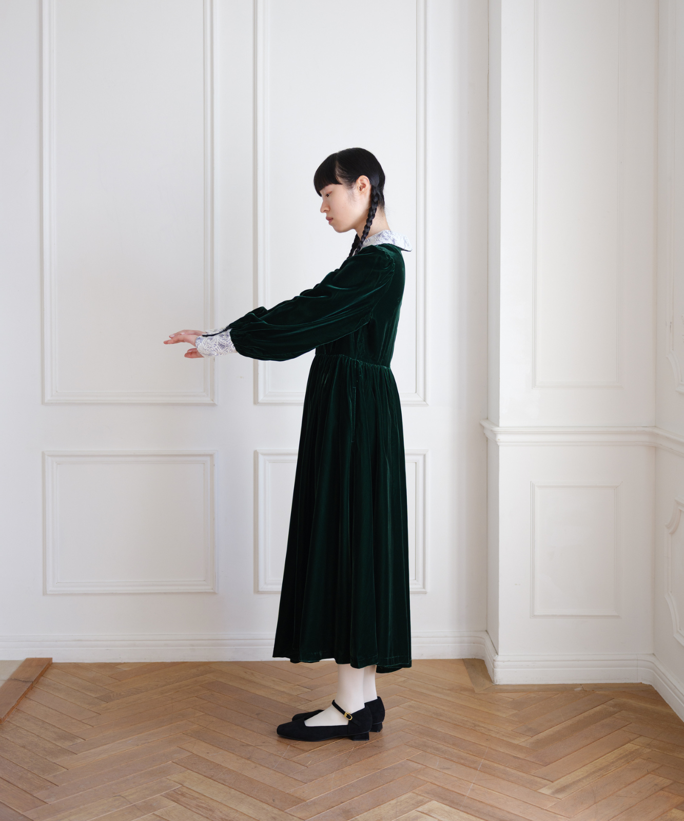 ≪通常販売≫green velvet dress（グリーンベルベットドレス）