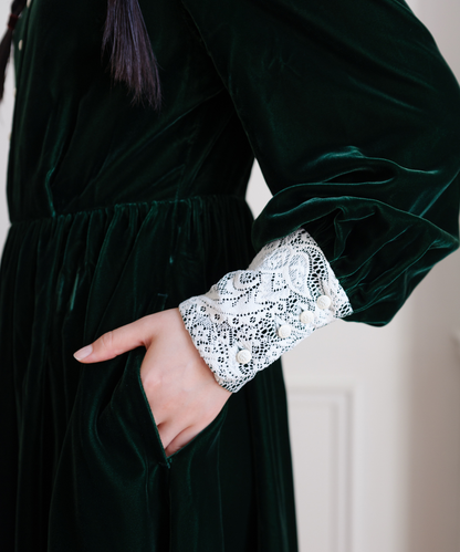 ≪通常販売≫green velvet dress（グリーンベルベットドレス）