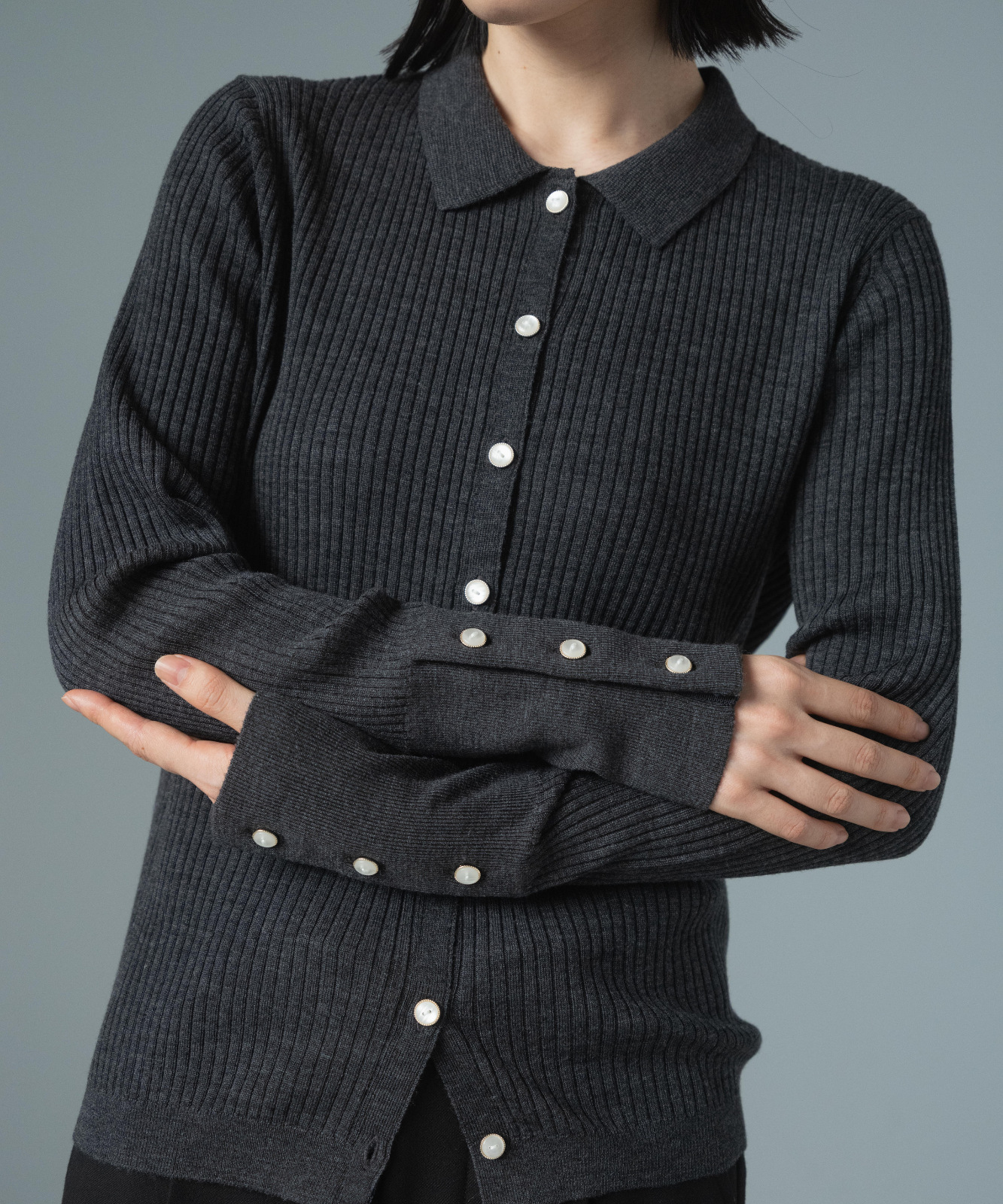 ≪通常販売≫knit polo cardigan（ニットポロカーディガン）