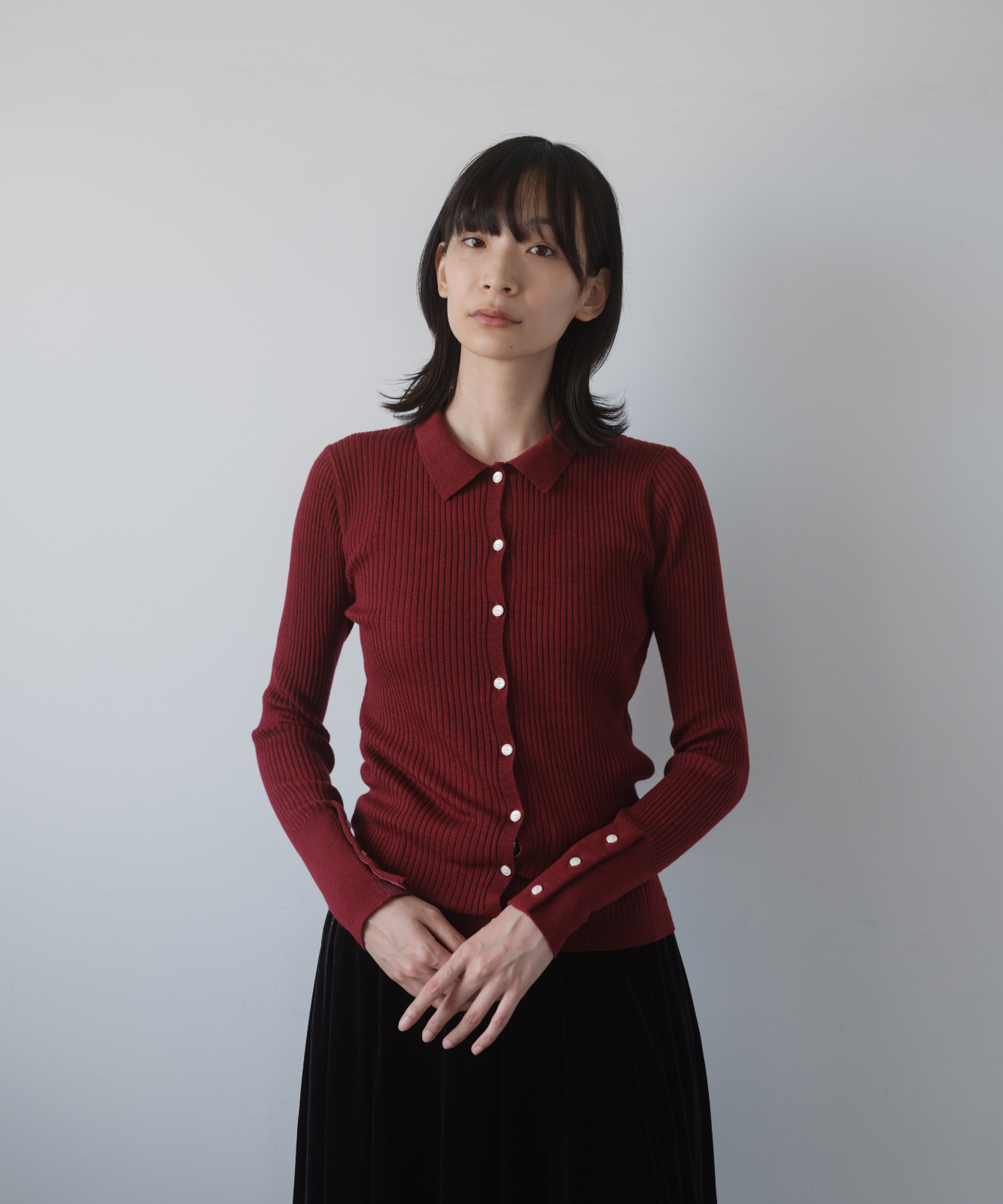 SATUR ニットポロカーディガン Knit polo cardigan / ニットポロカーディガン（カーディガン