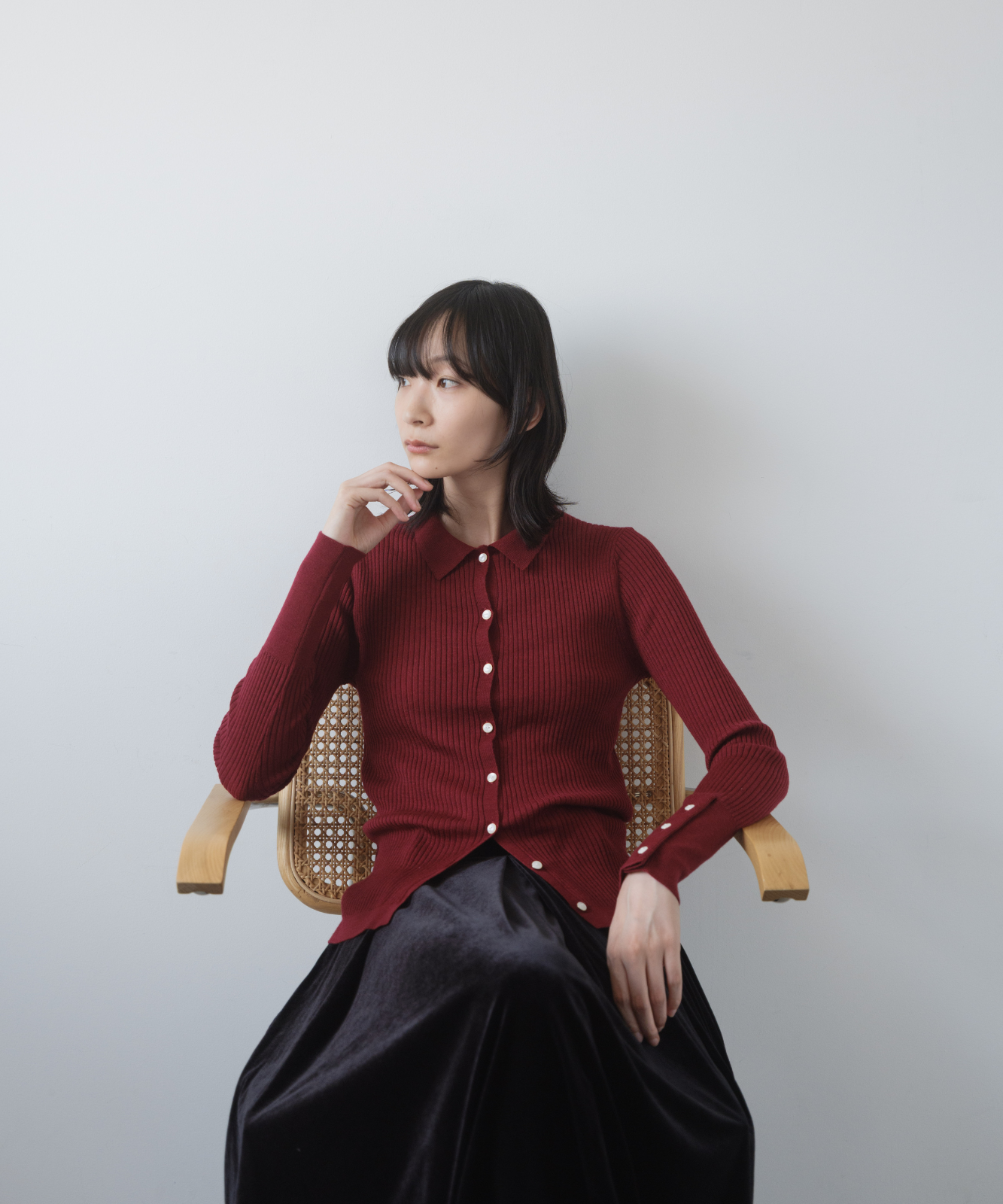 TTT_MSW 22SS ニットポロカーディガン ≪通常販売≫knit polo cardigan（ニットポロカーディガン
