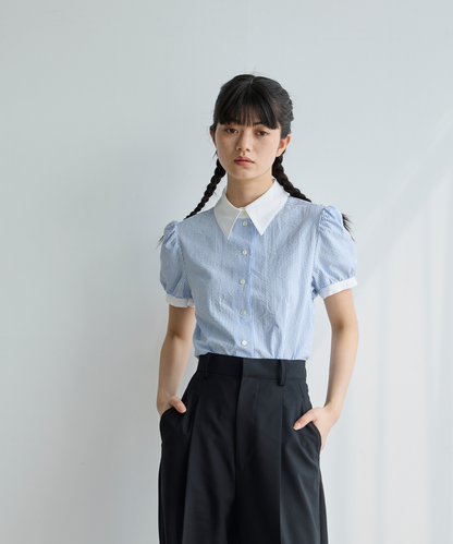 ≪通常販売≫charming stripe blouse （チャーミングストライプブラウス）