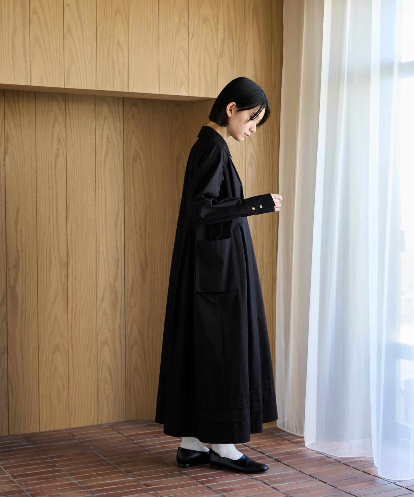 ≪通常販売≫【THE DRESS #70】flat collar medical tuck dress ≪通常販売≫【THE DRESS #70】flat collar medical tuck dress
