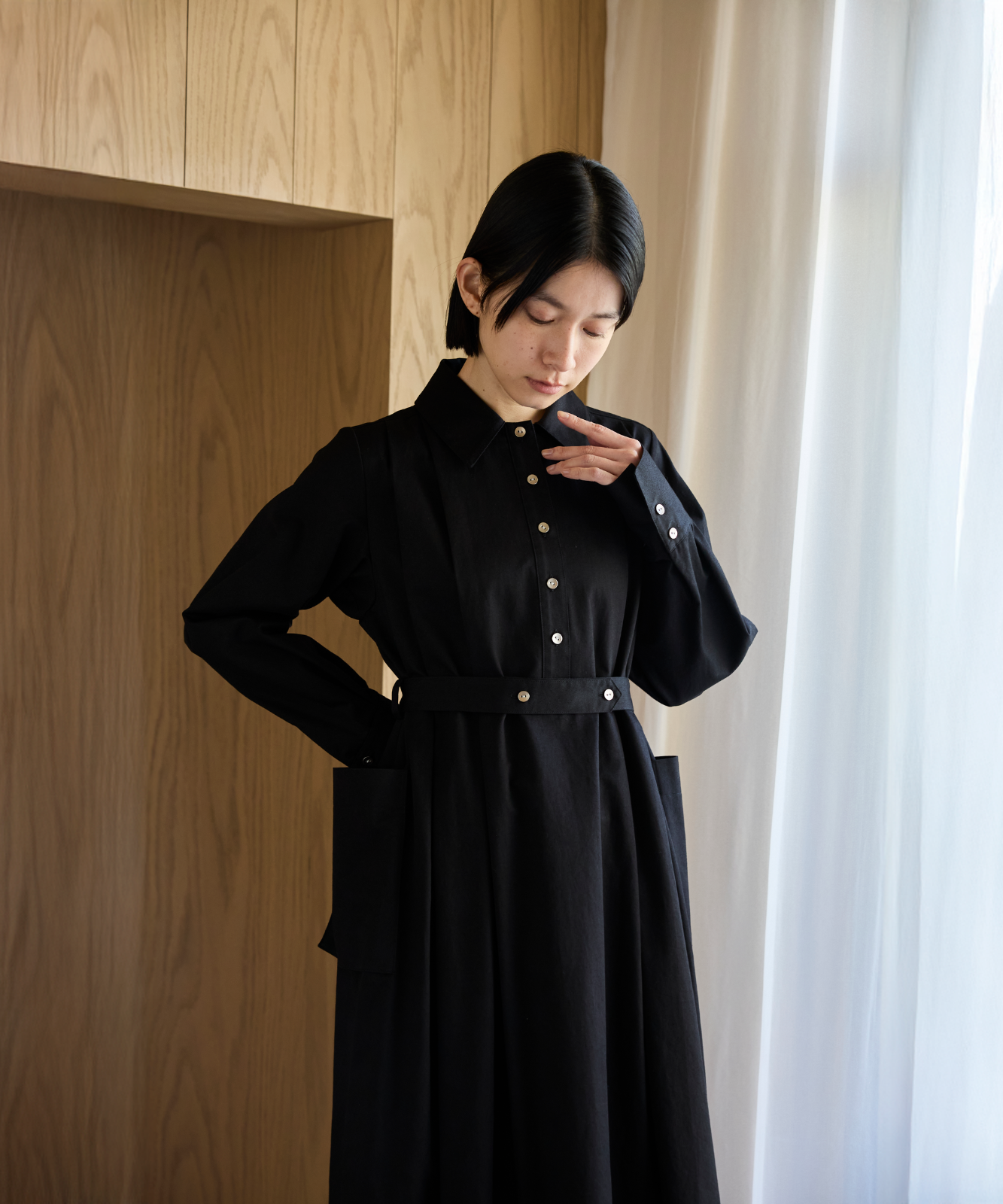 ≪通常販売≫【THE DRESS #70】flat collar medical tuck dress ≪通常販売≫【THE DRESS #70】flat collar medical tuck dress
