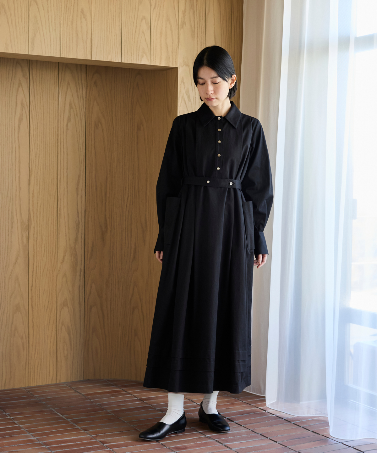 ≪通常販売≫【THE DRESS #70】flat collar medical tuck dress ≪通常販売≫【THE DRESS #70】flat collar medical tuck dress