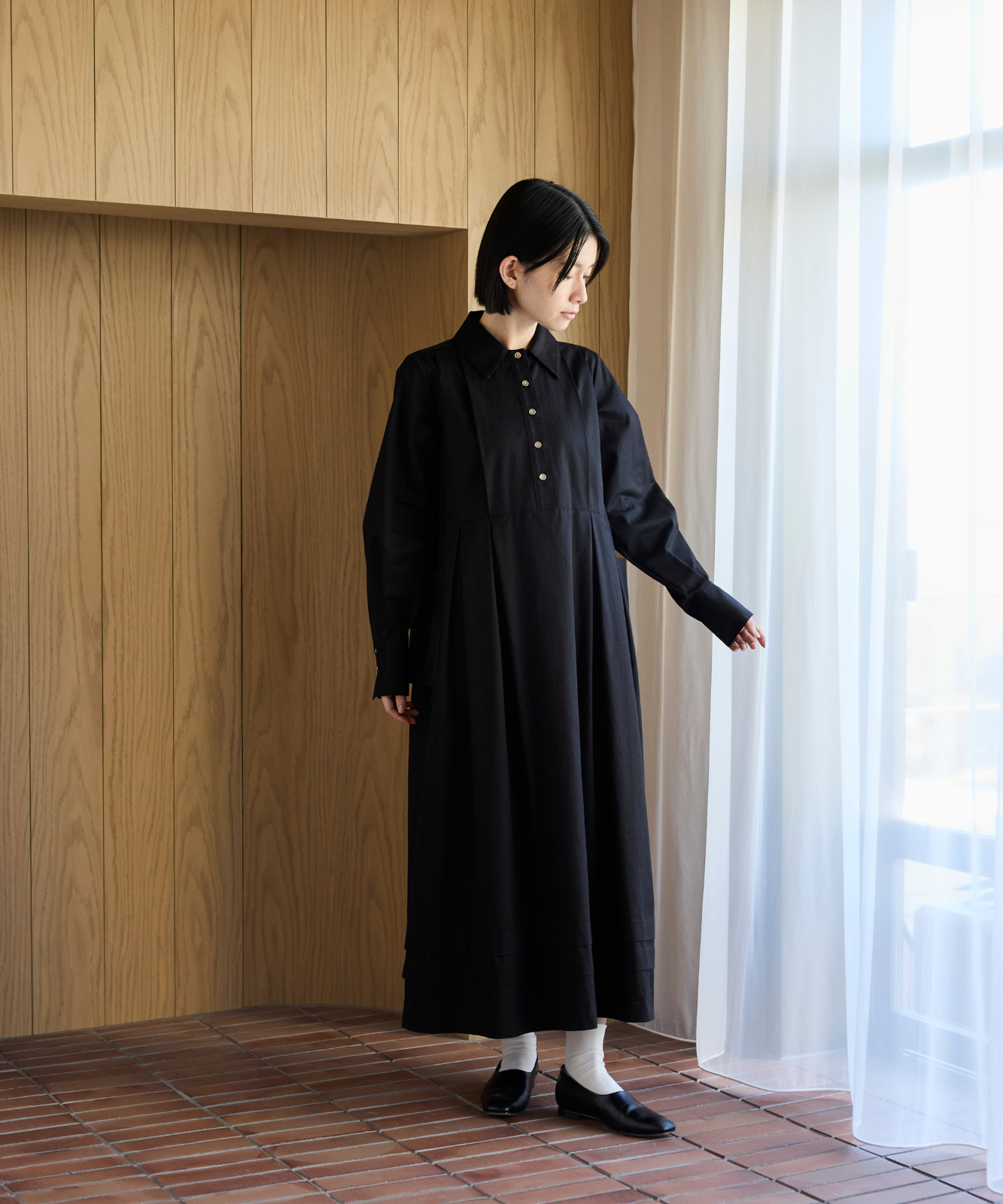 ≪通常販売≫【THE DRESS #70】flat collar medical tuck dress ≪通常販売≫【THE DRESS #70】flat collar medical tuck dress