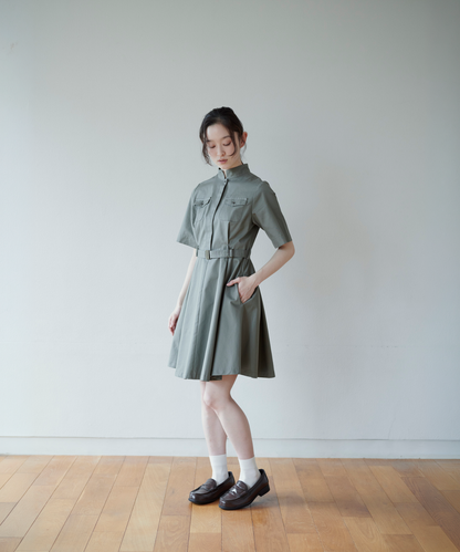 ≪通常販売≫belted mini flare onepiece （ベルテッドミニフレアワンピース）