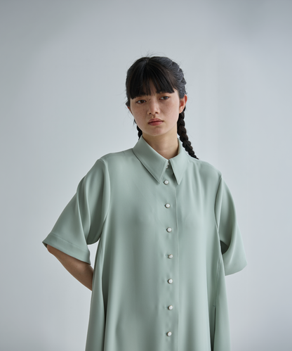 ≪通常販売≫shirt collar silky twill one piece （シャツカラーシルキーツイルワンピース）