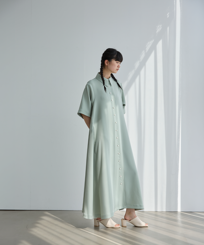 ≪通常販売≫shirt collar silky twill one piece （シャツカラーシルキーツイルワンピース）