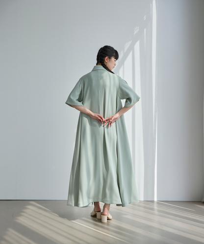 ≪通常販売≫shirt collar silky twill one piece （シャツカラーシルキーツイルワンピース）