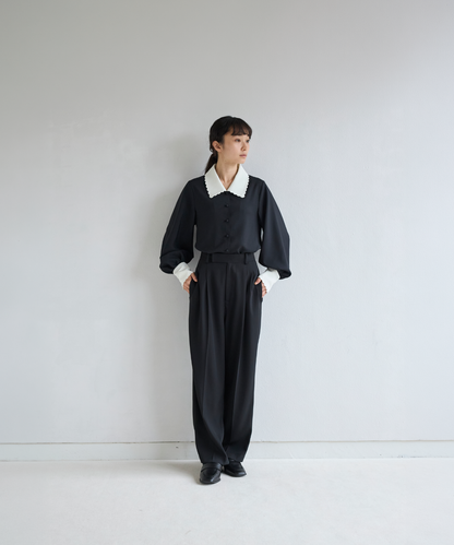 ≪通常販売≫bicolor scallop long sleeve blouse （バイカラースカラップロングスリーブブラウス）≪2026年8月24日12:00販売開始≫
