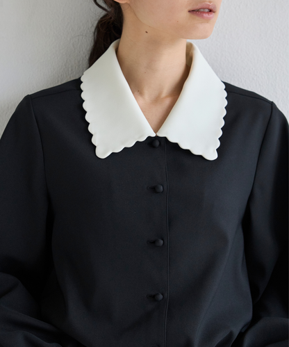 ≪通常販売≫bicolor scallop long sleeve blouse （バイカラースカラップロングスリーブブラウス）≪2026年8月24日12:00販売開始≫