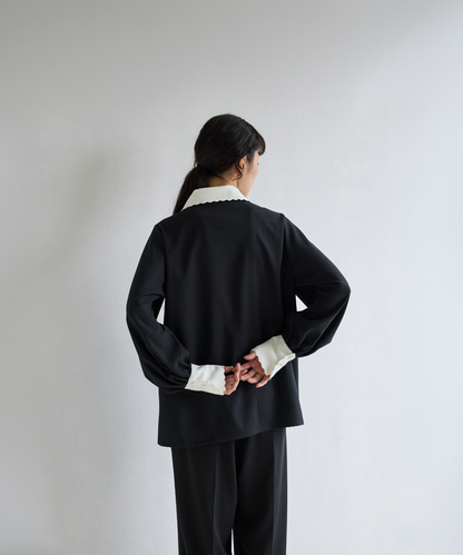≪通常販売≫bicolor scallop long sleeve blouse （バイカラースカラップロングスリーブブラウス）≪2026年8月24日12:00販売開始≫